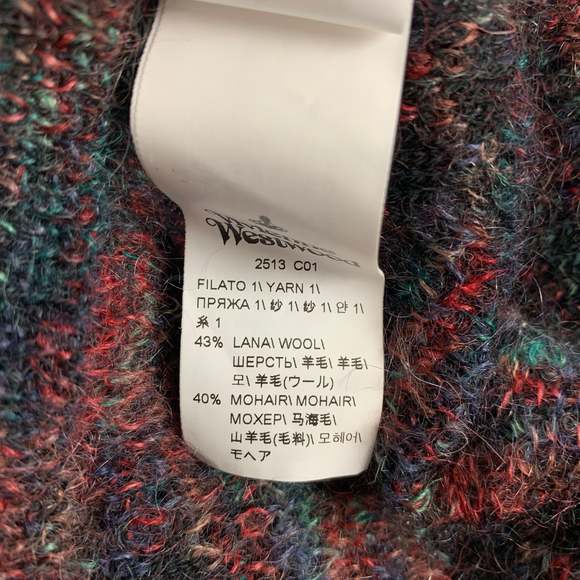 VIVIENNE WESTWOOD  LXL Brown Multi-Color Knit Wool Mohair Sweater - Picture 5 of 6